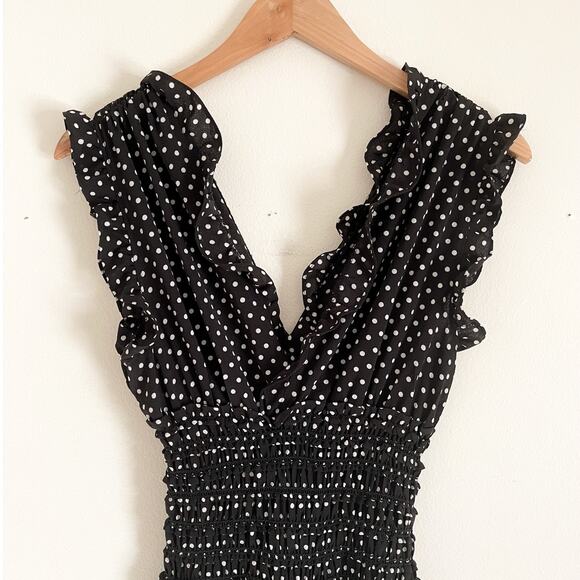 Max Studio Pants - NWT Max Studio Ruffle Polka Dot Jumpsuit S